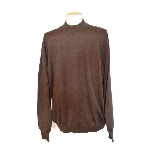 Gran Sasso Wool Sweater Mock Neck Brown - Picture 2 of 5